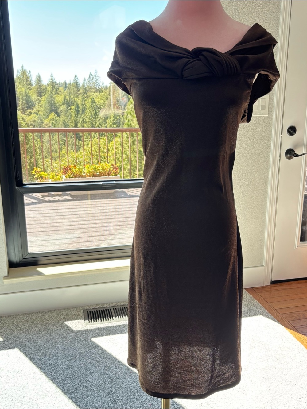 Vintage 90s Versus Gianni Versace Rare Metallic Brown Draped Dress 32/46